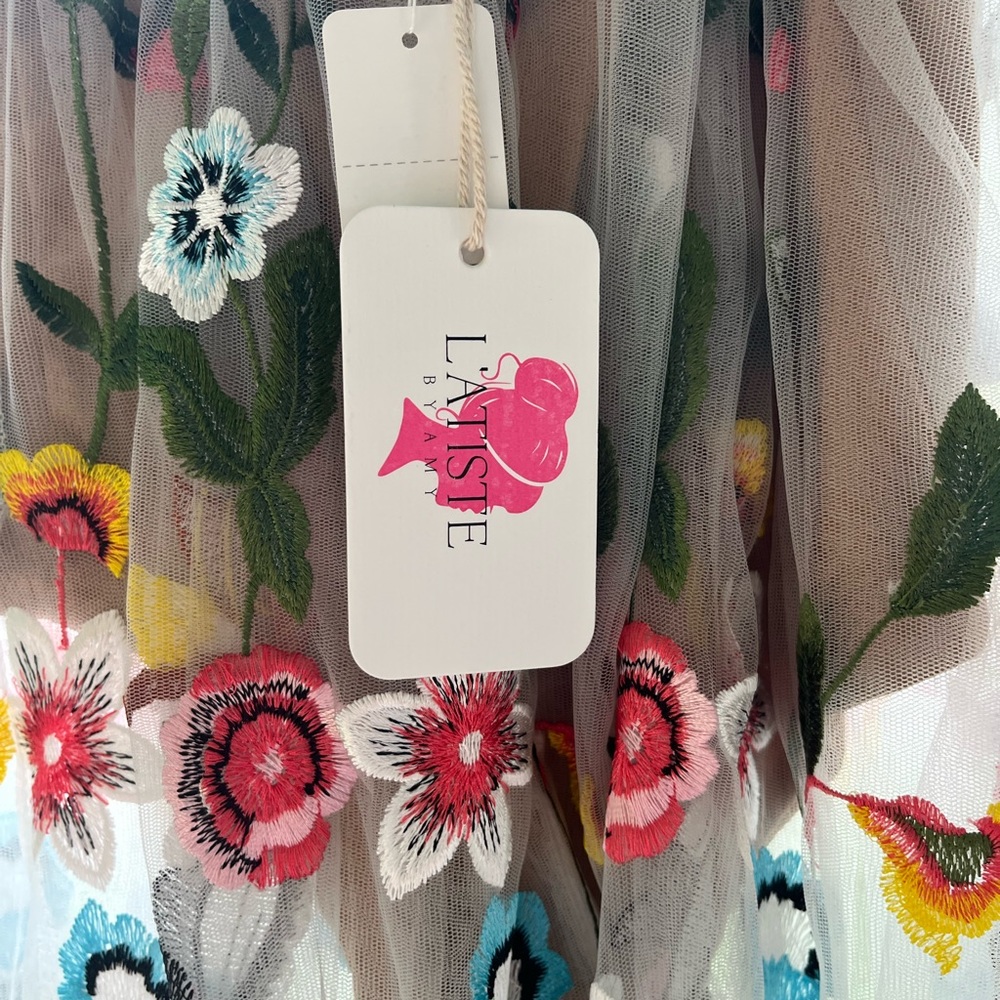 L'ATISTE Floral tulle maxi dress size S